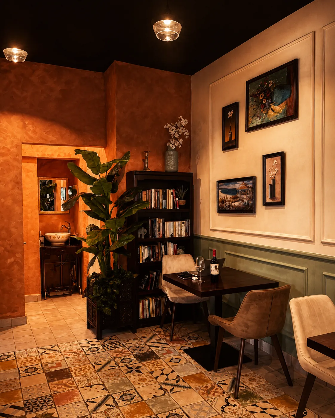 Interior con piso de azulejos